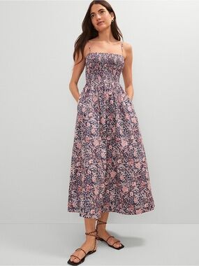Ann Taylor | Weekend Floral Ruched Midi Dress